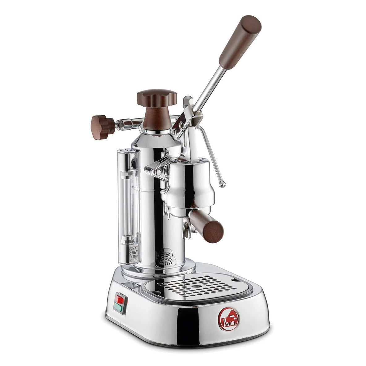La Pavoni Europiccola Chrome with Wood 8 Cup Espresso Machine EPW-8