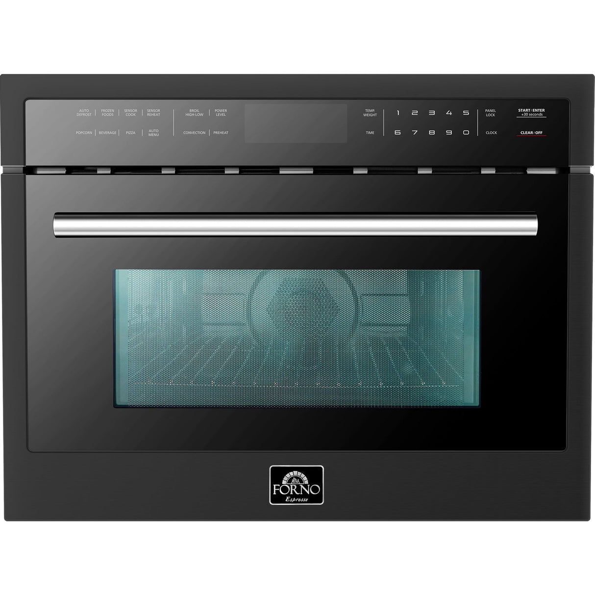 Forno Oliena Espresso Black 24-Inch Built-In Microwave and Convection Oven Combo, 1.6 cu.ft, 1750W Convection, 1000W Microwave, Stainless Steel Interior, Glass Touch Controls, Sensor Cooking