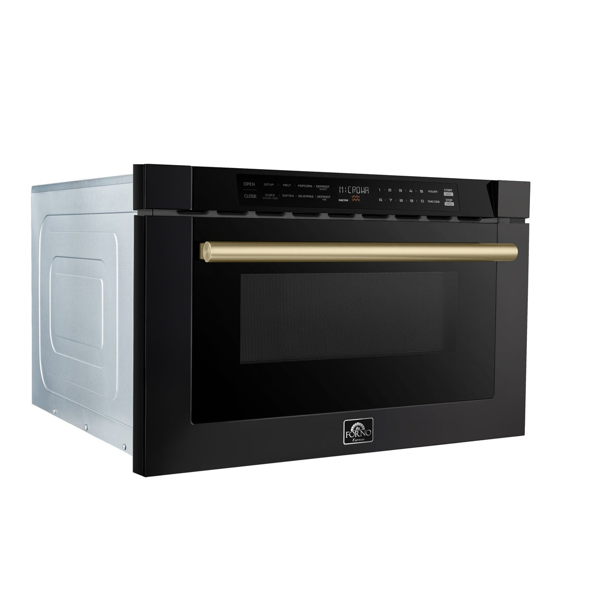 Forno Capoliveri Espresso 24-Inch Microwave Drawer, Black, 1.2 cu.ft, 1500 Watts, Built-In, Touch Control LCD Display, Auto-Touch Open/Close, 11 Power Levels, Sensor Cooking