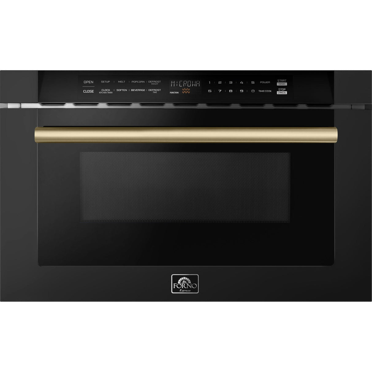 Forno Capoliveri Espresso 24-Inch Microwave Drawer, Black, 1.2 cu.ft, 1500 Watts, Built-In, Touch Control LCD Display, Auto-Touch Open/Close, 11 Power Levels, Sensor Cooking