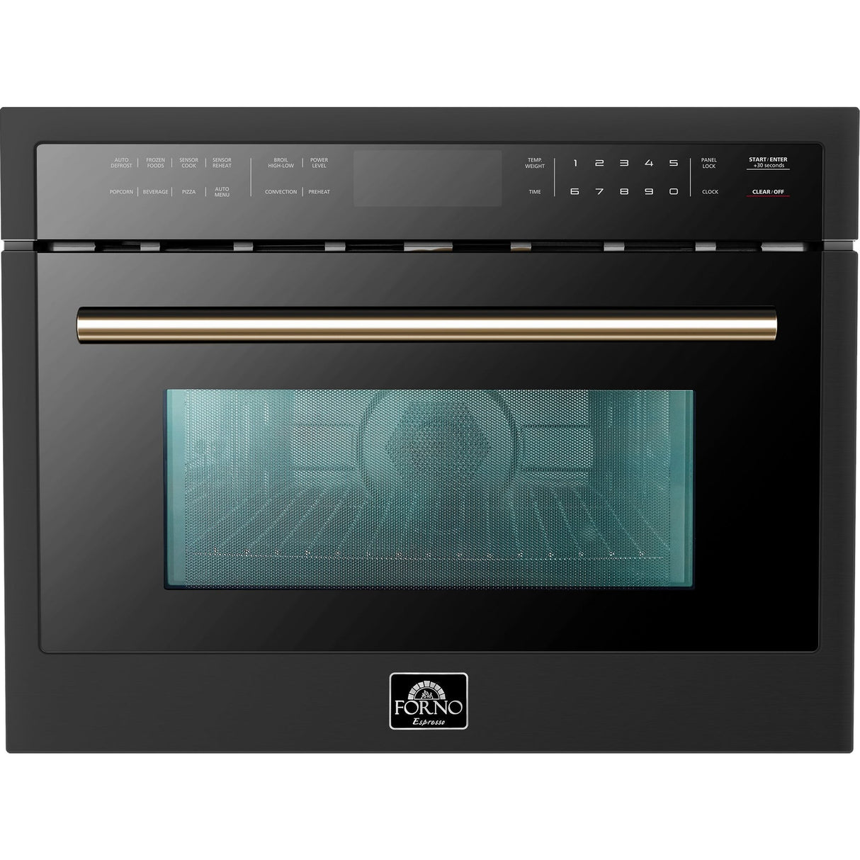 Forno Oliena Espresso Black 24-Inch Built-In Microwave and Convection Oven Combo, 1.6 cu.ft, 1750W Convection, 1000W Microwave, Stainless Steel Interior, Glass Touch Controls, Sensor Cooking