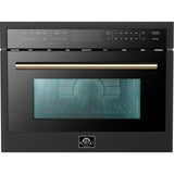 Forno Oliena Espresso Black 24-Inch Built-In Microwave and Convection Oven Combo, 1.6 cu.ft, 1750W Convection, 1000W Microwave, Stainless Steel Interior, Glass Touch Controls, Sensor Cooking