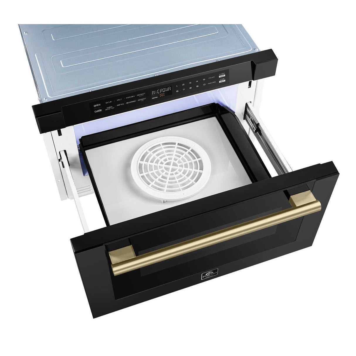 Forno Capoliveri Espresso 24-Inch Microwave Drawer, Black, 1.2 cu.ft, 1500 Watts, Built-In, Touch Control LCD Display, Auto-Touch Open/Close, 11 Power Levels, Sensor Cooking