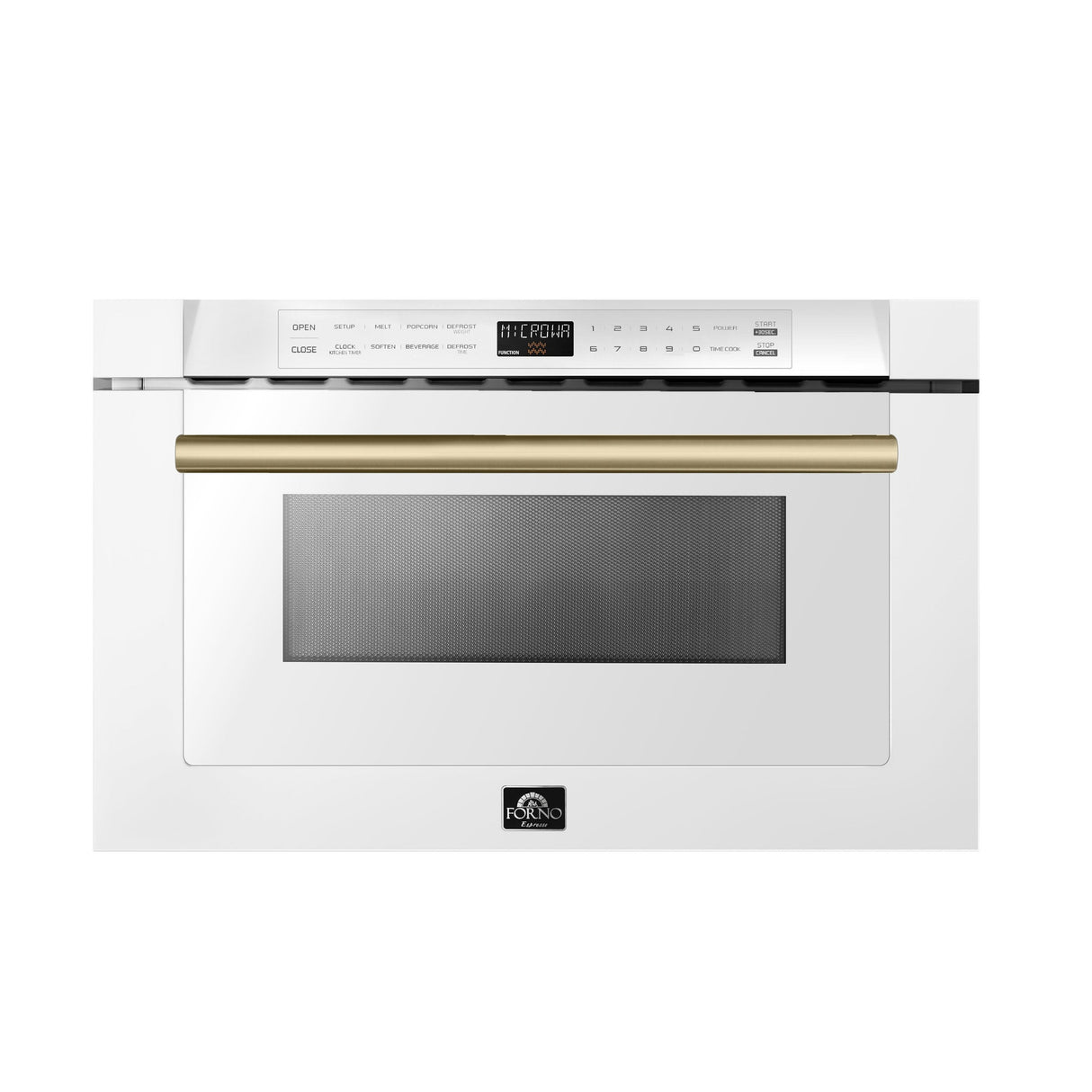 Forno Capoliveri Espresso 24-Inch Microwave Drawer, White, 1.2 cu.ft, 1500 Watts, Built-In, Touch Control LCD Display, Auto-Touch Open/Close, 11 Power Levels, Sensor Cooking